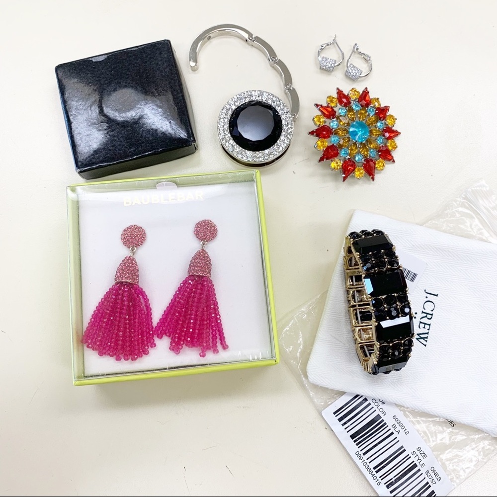 Lot of Women’s Misc Jewelry Pieces Brooch J.Crew Factory BaubleBar Rhinestones